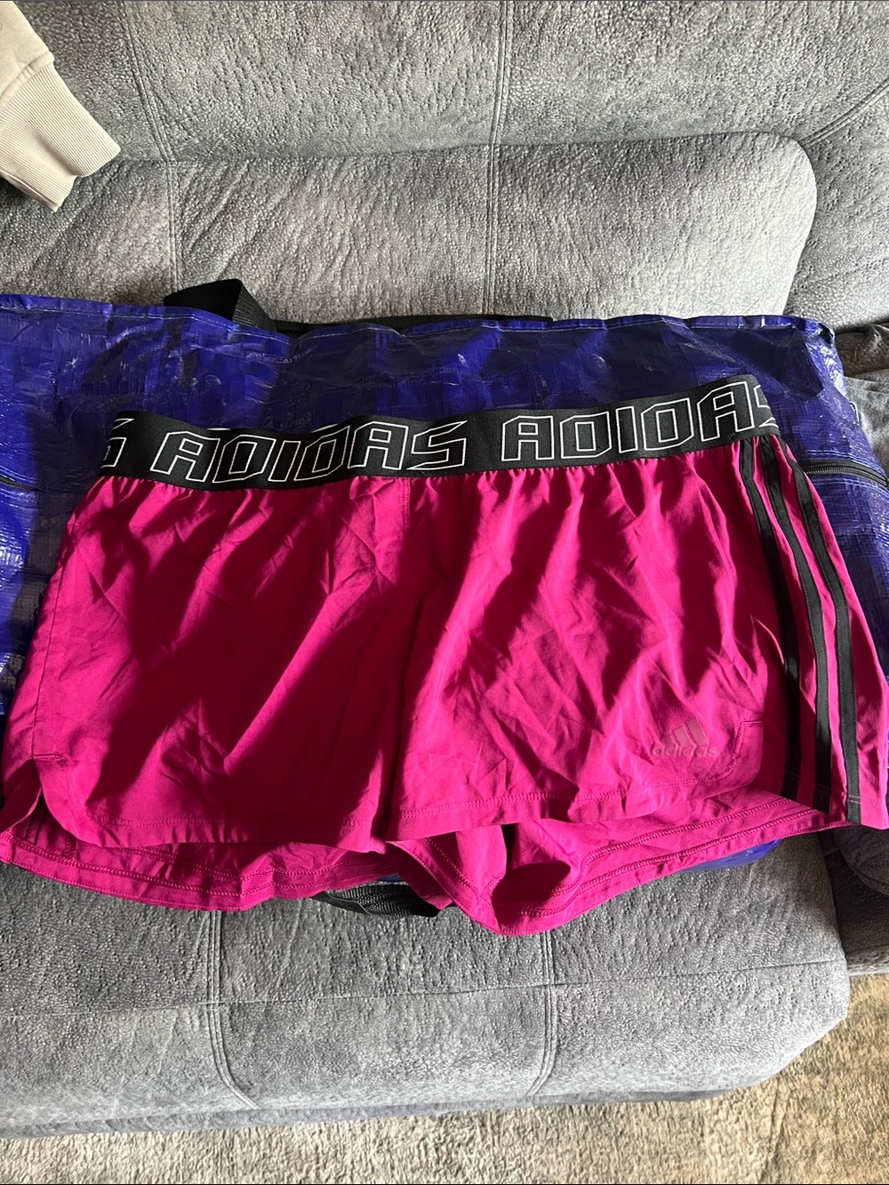 adidas Women's Athletic Shorts in Bright Pink with Black Waistband